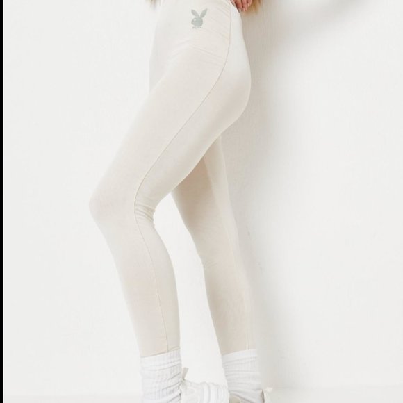 NWT | PLAYBOY x Missguided Lifestyle Soft Touch Leggings | Size 4 | Stone Colour - Picture 10 of 10